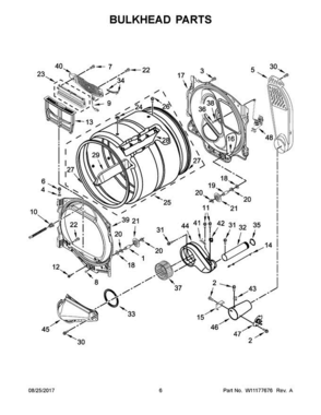 04 - Bulkhead Parts Diagram and Parts List for WGD8500DC4  Whirlpool Dryer