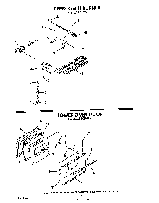 Lower Oven Door Diagram and Parts List for H6358*0  Roper Range