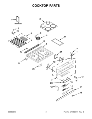 02 - COOKTOP PARTS Diagram and Parts List for YKSDG950ESS0  Whirlpool Range