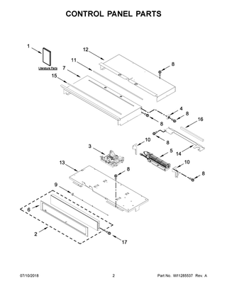 Control Panel Parts Diagram and Parts List for WOS51EC7HB01  Whirlpool Wall Oven