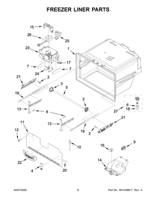 Freezer Liner Parts Diagram and Parts List for WRF555SDHB02  Whirlpool Refrigerator