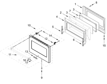 Oven Door Parts (30 In) Diagram and Parts List for KFDC558JAV03  Whirlpool Range