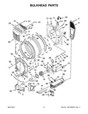 04 - BULKHEAD PARTS Diagram and Parts List for YMED5500FW1  Whirlpool Dryer