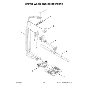 Upper Wash And Rinse Parts Diagram and Parts List for WDTS8024SZ0  Whirlpool Dishwasher