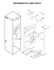 Refrigerator Liner Parts Diagram and Parts List for KBSD618ESS01  KitchenAid Refrigerator