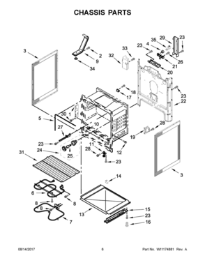 04 - CHASSIS PARTS Diagram and Parts List for WFE505W0HW0  Whirlpool Range