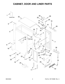 02 - Cabinet, Door And Liner Parts Diagram and Parts List for JUIFX15HX02  Whirlpool Ice Maker