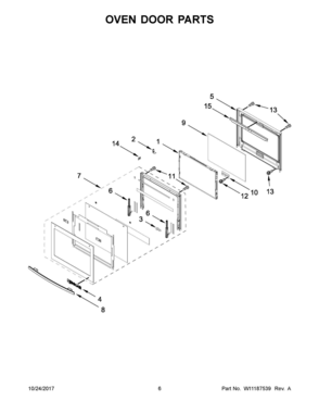 04 - OVEN DOOR PARTS Diagram and Parts List for JJW2427DS02  Whirlpool Wall Oven