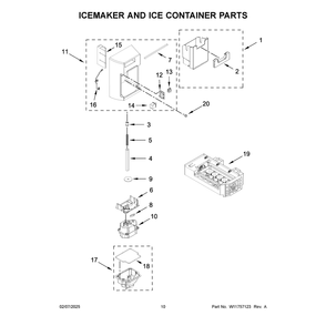 Icemaker And Ice Container Parts Diagram and Parts List for KRSC336RPS00  KitchenAid Refrigerator