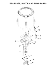Gearcase, Motor And Pump Parts Diagram and Parts List for WTW4810EW1  Whirlpool Washer