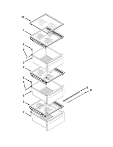 Refrigerator Shelf Parts Diagram and Parts List for BRS80ARANA02  Whirlpool Refrigerator