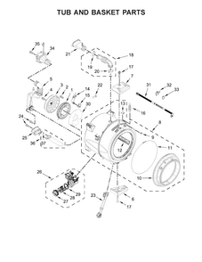 Tub And Basket Parts Diagram and Parts List for 7MWFW90HEFC1  Whirlpool Washer