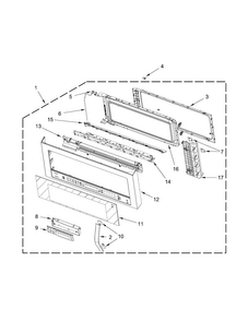Door Parts Diagram and Parts List for WMH73521CE1  Whirlpool Microwave