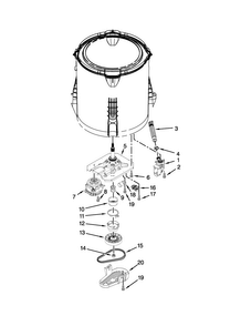 Gearcase, Motor And Pump Parts Diagram and Parts List for 4GWTW4740YQ2  Whirlpool Washer