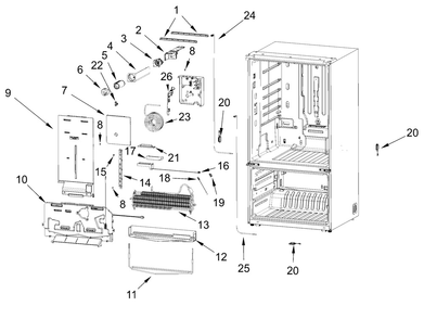 Water And Filter Parts Diagram and Parts List for WRFF3536SV00 WRFF3536SZ00-WRFF3536SW00 Whirlpool Refrigerator
