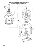 AGITATOR, BASKET AND TUB Diagram and Parts List for LA5243XYW0  Whirlpool Washer