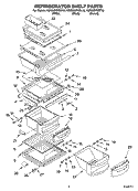 REFRIGERATOR SHELF PARTS Diagram and Parts List for KSRG25FKBL15  KitchenAid Refrigerator