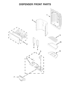 Dispenser Front Parts Diagram and Parts List for KRFF507EWH01  KitchenAid Refrigerator