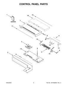 Control Panel Parts Diagram and Parts List for WOED5030LB01  Whirlpool Wall Oven