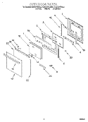OVEN DOOR Diagram and Parts List for KEMS307DBL2  KitchenAid Microwave Oven Combo
