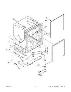Tub And Frame Parts Diagram and Parts List for KUDC10FXBL7  KitchenAid Dishwasher