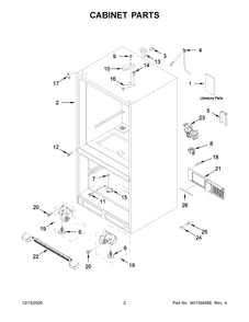 Cabinet Parts Diagram and Parts List for MBF2258FEZ05  Whirlpool Refrigerator