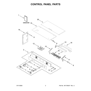 Control Panel Parts Diagram and Parts List for KOEC727SPS00  KitchenAid Microwave Oven Combo