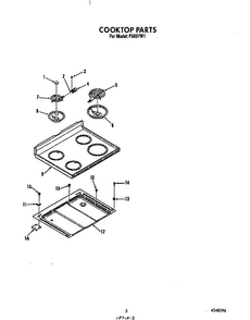 Cook Top Diagram and Parts List for F5007*1  Roper Range