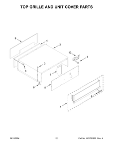 12 - Top Grille And Unit Cover Parts Diagram and Parts List for KBSD708MBS01  Whirlpool Refrigerator