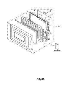 Door Diagram and Parts List for MT1100SHB0  Whirlpool Microwave