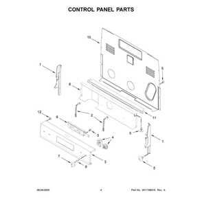 Control Panel Parts Diagram and Parts List for WFES4530SS0  Whirlpool Range