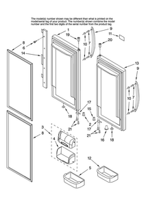 Refrigerator Door Parts Diagram and Parts List for GX5SHTXTL11  Whirlpool Refrigerator