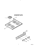 COOKTOP Diagram and Parts List for FGP355VW3  Roper Range