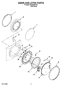 DOOR AND LATCH PARTS Diagram and Parts List for WFW8200TW00  Whirlpool Washer