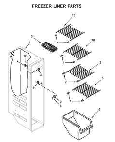 Freezer Liner Parts Diagram and Parts List for 10641133712  Kenmore Refrigerator