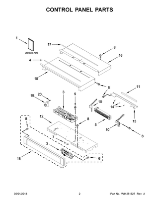 Control Panel Parts Diagram and Parts List for WOD93EC0AE06  Whirlpool Wall Oven