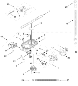 Pump, Washarm And Motor Parts Diagram and Parts List for WDT751SAPZ2  Whirlpool Dishwasher