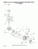 BRAKE, CLUTCH, GEARCASE, MOTOR AND PUMP PARTS Diagram and Parts List for 7MWT96710WM0  Whirlpool Washer