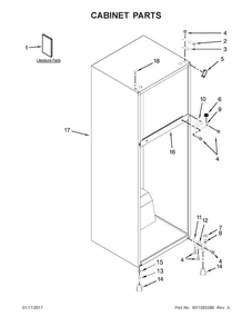 Cabinet Parts Diagram and Parts List for WRT111SFDW03  Whirlpool Refrigerator