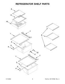 04 - Refrigerator Shelf Parts Diagram and Parts List for WRS321SDHZ13  Whirlpool Refrigerator