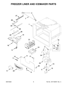 Freezer Liner And Icemaker Parts Diagram and Parts List for WRFF5333PZ02  Whirlpool Refrigerator