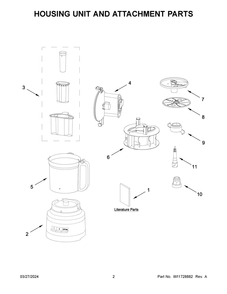 Housing Unit And Attachment Parts Diagram and Parts List for KFP1317CU0  KitchenAid Food Processor