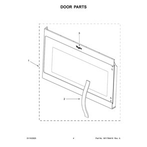 Door Parts Diagram and Parts List for WMMS3130RS02  Whirlpool Microwave