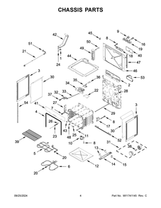 03 - Chassis Parts Diagram and Parts List for YWEE515S0LB3  Whirlpool Range