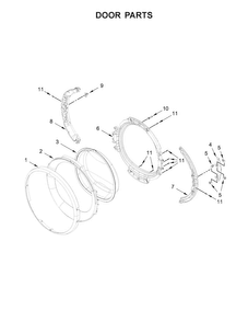 Door Parts Diagram and Parts List for WHD5090GW0  Whirlpool Dryer