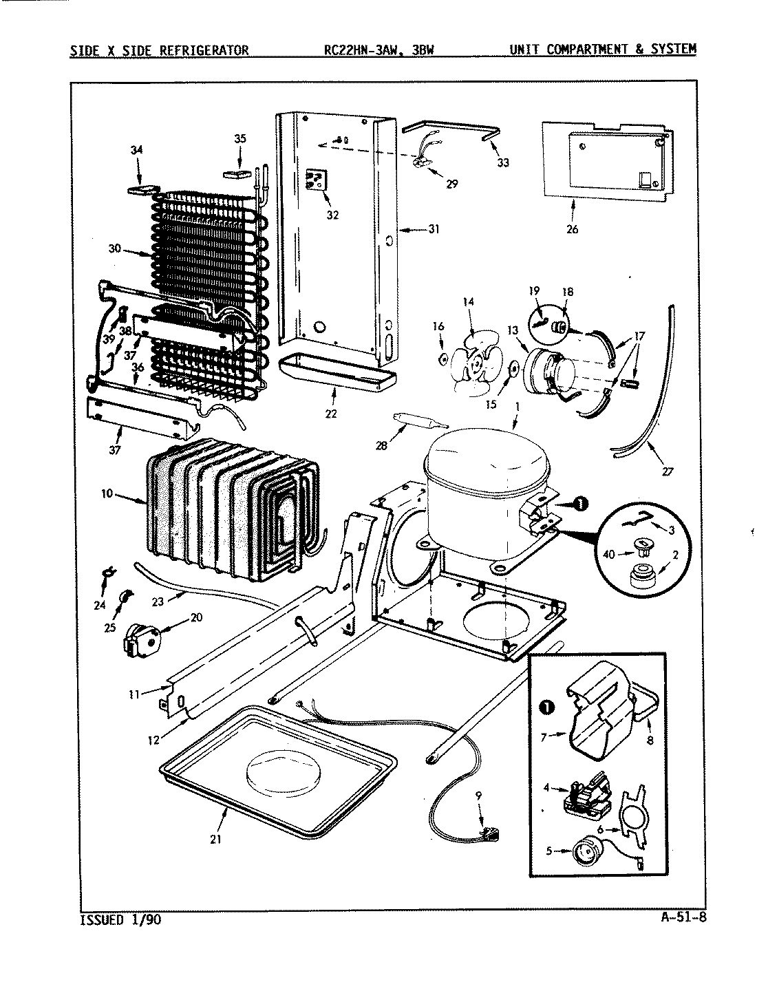05 - UNIT COMPARTMENT & SYSTEM Diagram and Parts List for RC22HA-3AW  Whirlpool Refrigerator