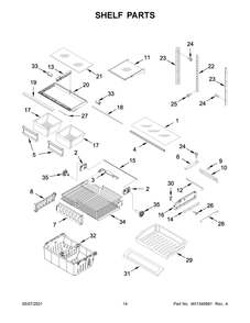 Shelf Parts Diagram and Parts List for WRF535SWHZ07  Whirlpool Refrigerator
