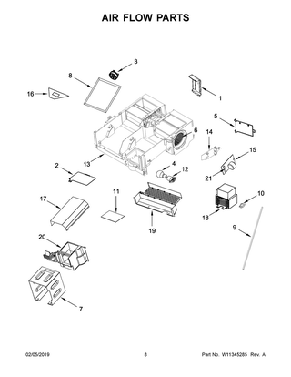 Air Flow Parts Diagram and Parts List for YWMH75021HZ2  Whirlpool Microwave