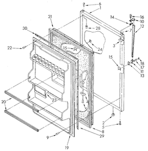 Refrigerator Door Diagram and Parts List for ET14JKXSF04  Whirlpool Refrigerator