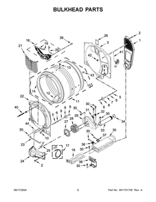 04 - Bulkhead Parts Diagram and Parts List for WED6720RU0  Whirlpool Dryer